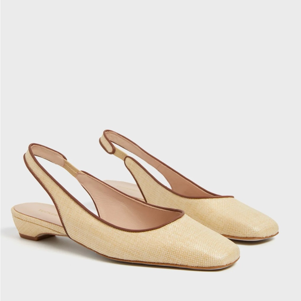 Tuckernuck Liv Natural Raffia Slingbacks, New In Box Size 6